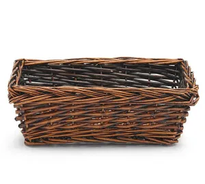 11" Willow Dark Stain Rectangular Basket