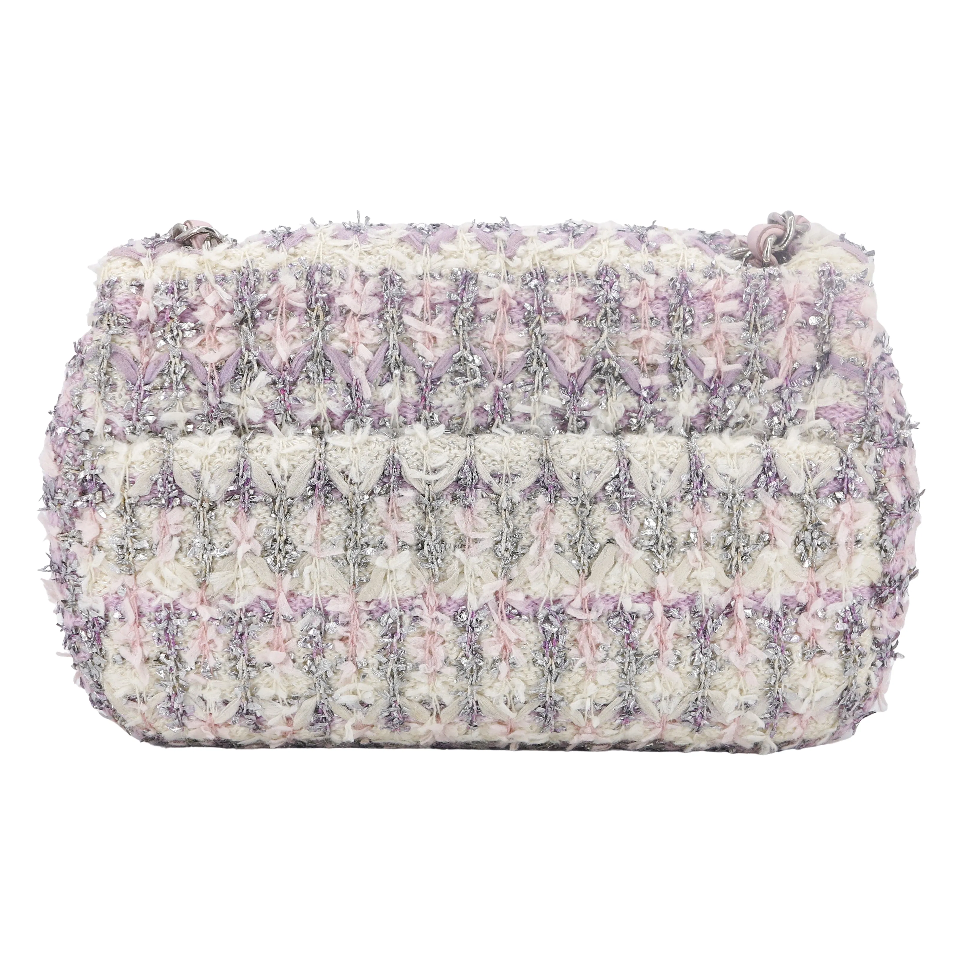 18S Lilac Glitter Tweed Mini Flap Bag
