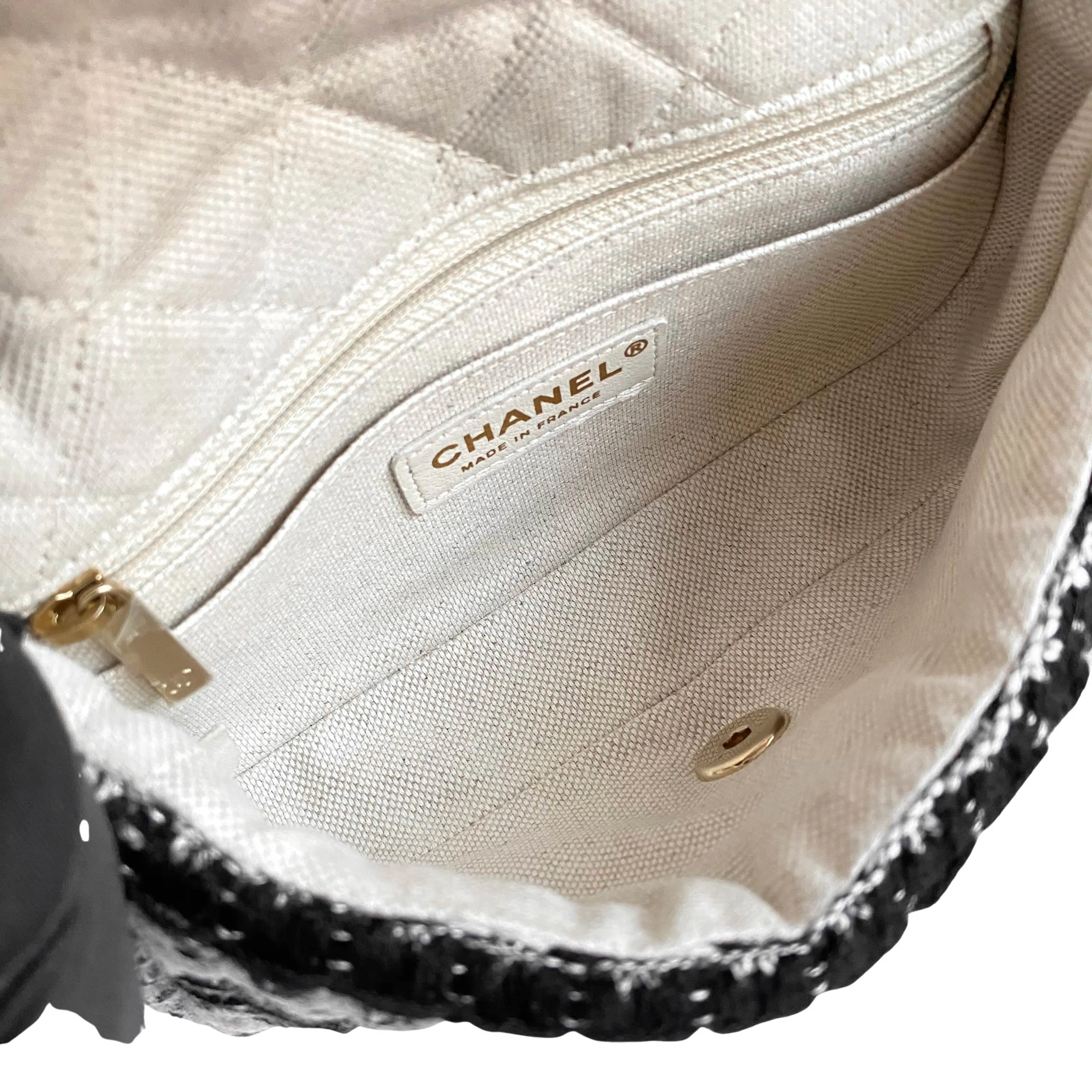 19S Black and White Wool Tweed Mini Flap Bag