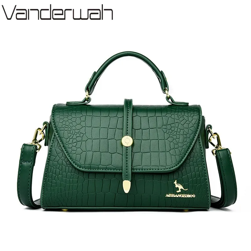 2022 Brand Crocodile Leather Crossbody Bags for Women Female Shoulder Messenger Sac Luxury Designer Ladies Handbags and Purses