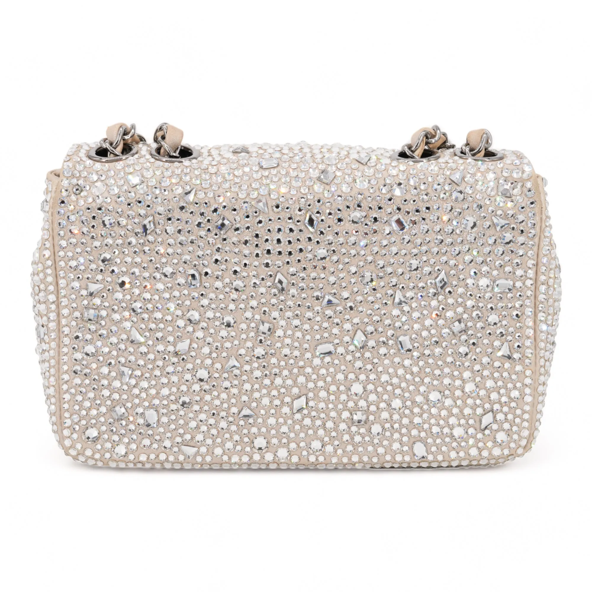 21A Swarovski Crystal Strass Mini Flap Bag in Light Beige