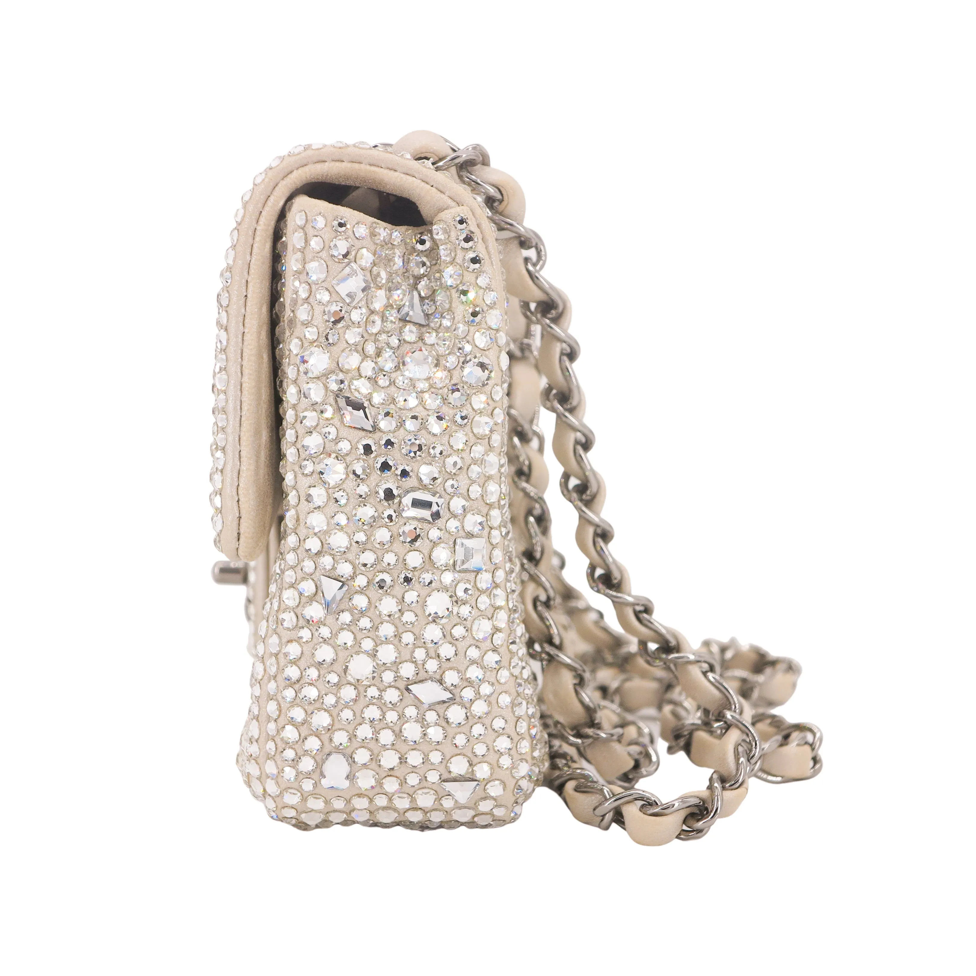 21A Swarovski Crystal Strass Mini Flap Bag in Light Beige
