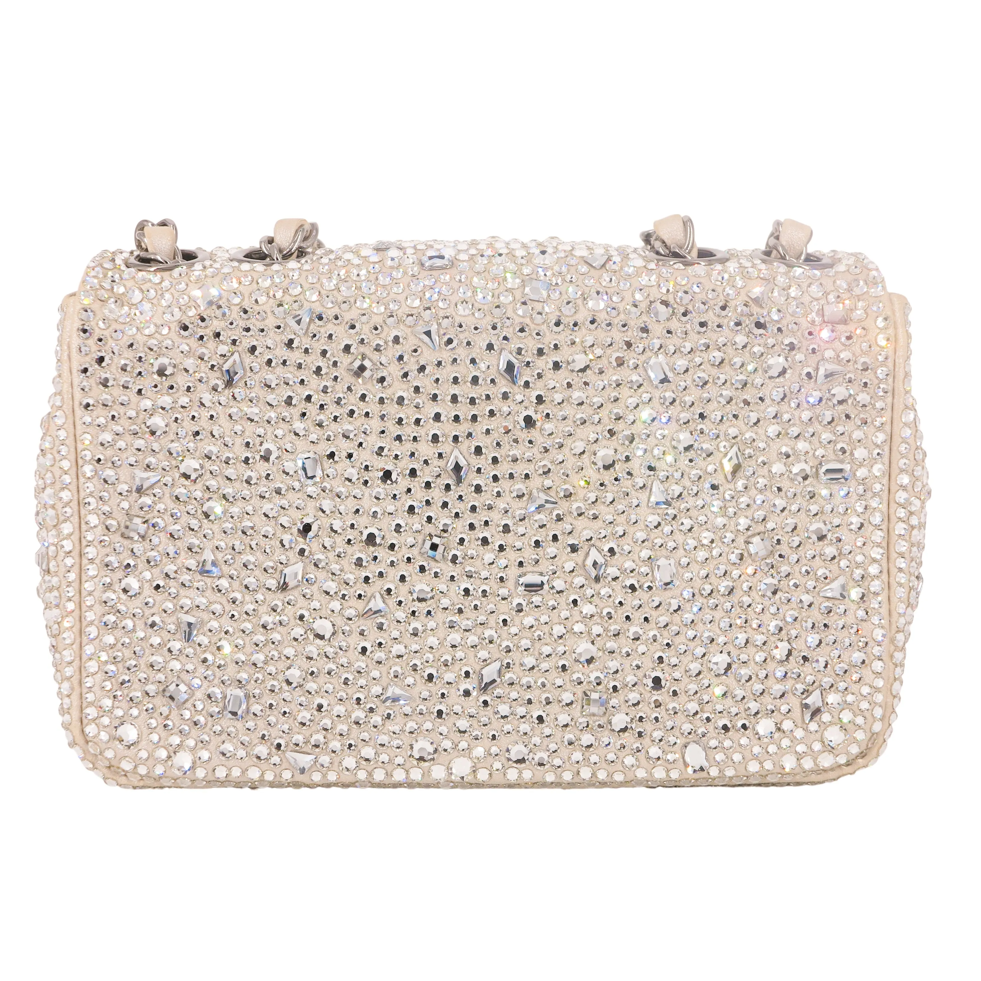 21A Swarovski Crystal Strass Mini Flap Bag in Light Beige