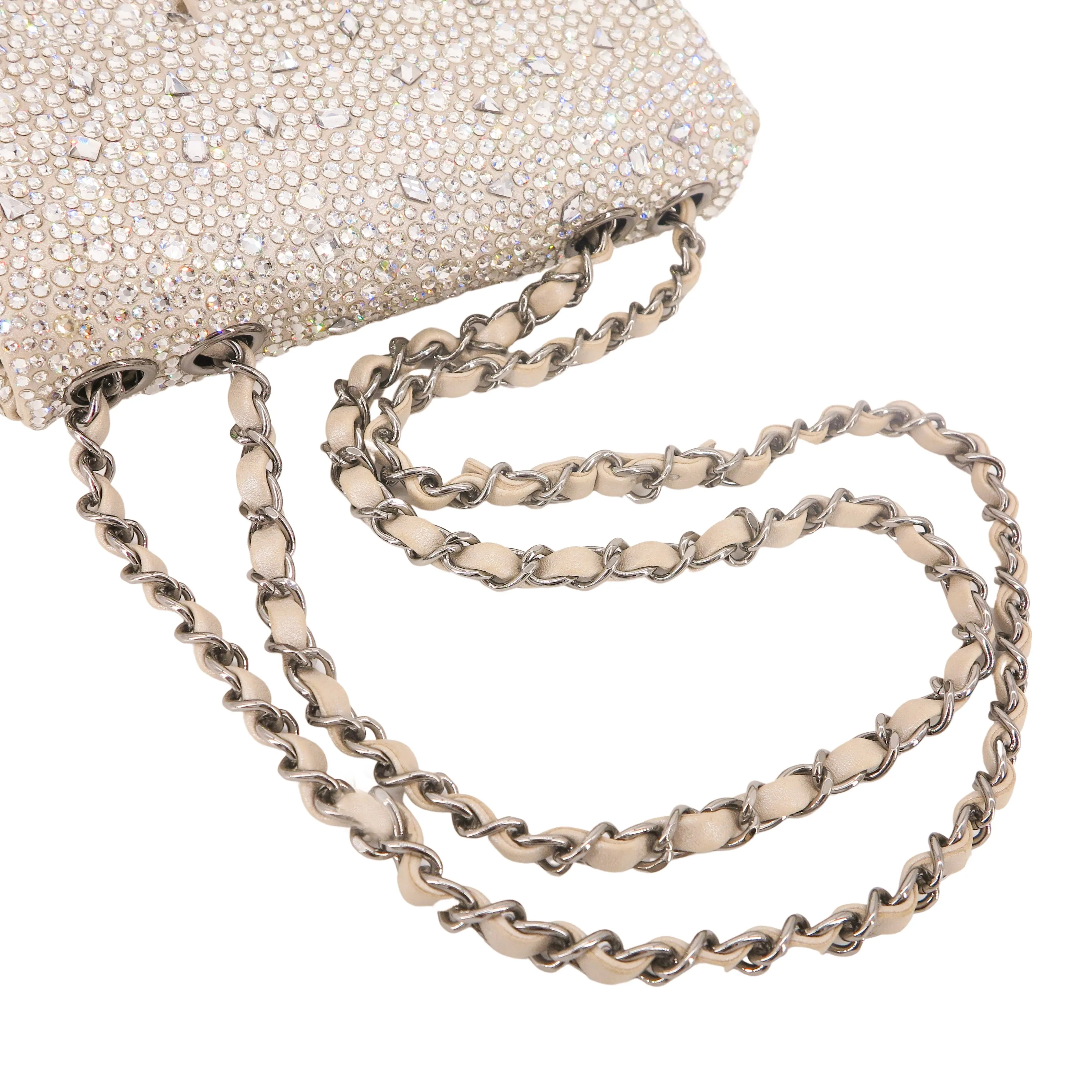 21A Swarovski Crystal Strass Mini Flap Bag in Light Beige