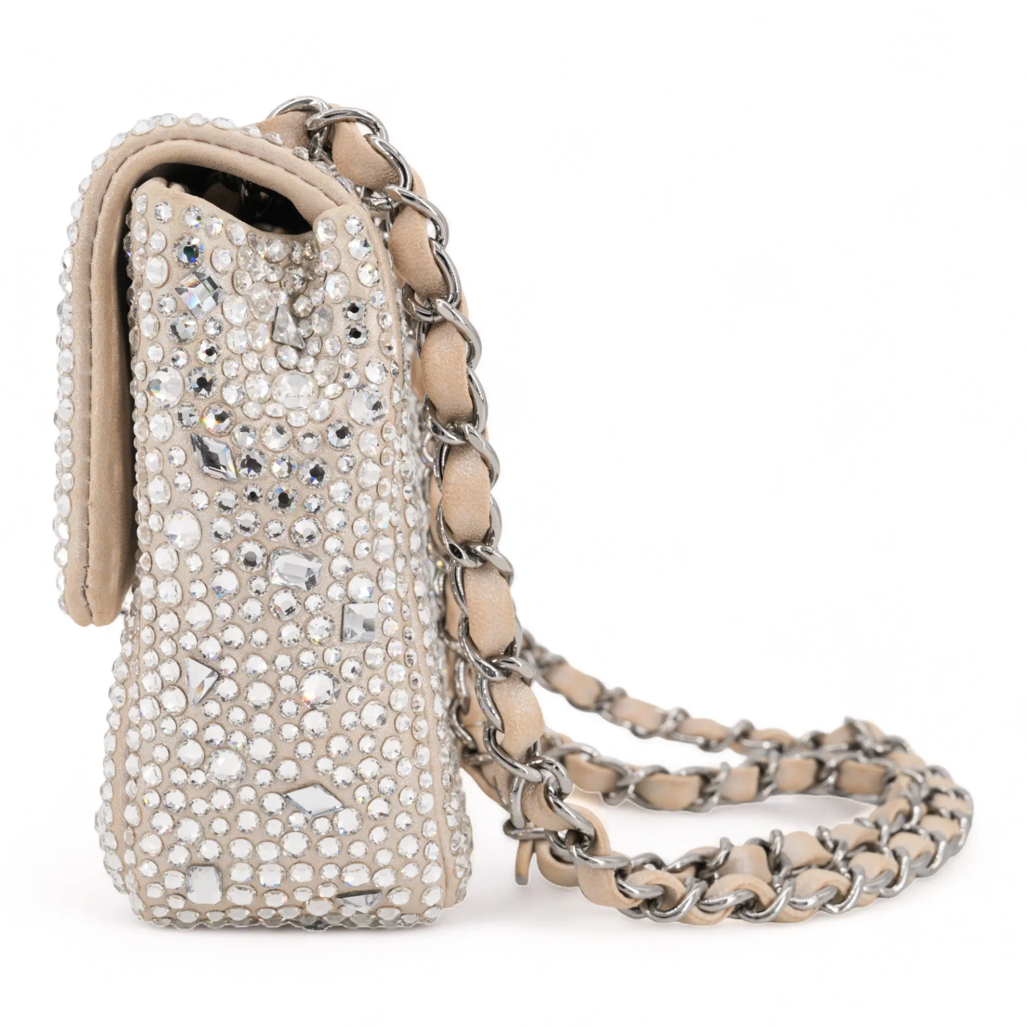 21A Swarovski Crystal Strass Mini Flap Bag in Light Beige