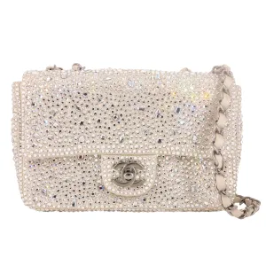 21A Swarovski Crystal Strass Mini Flap Bag in Light Beige