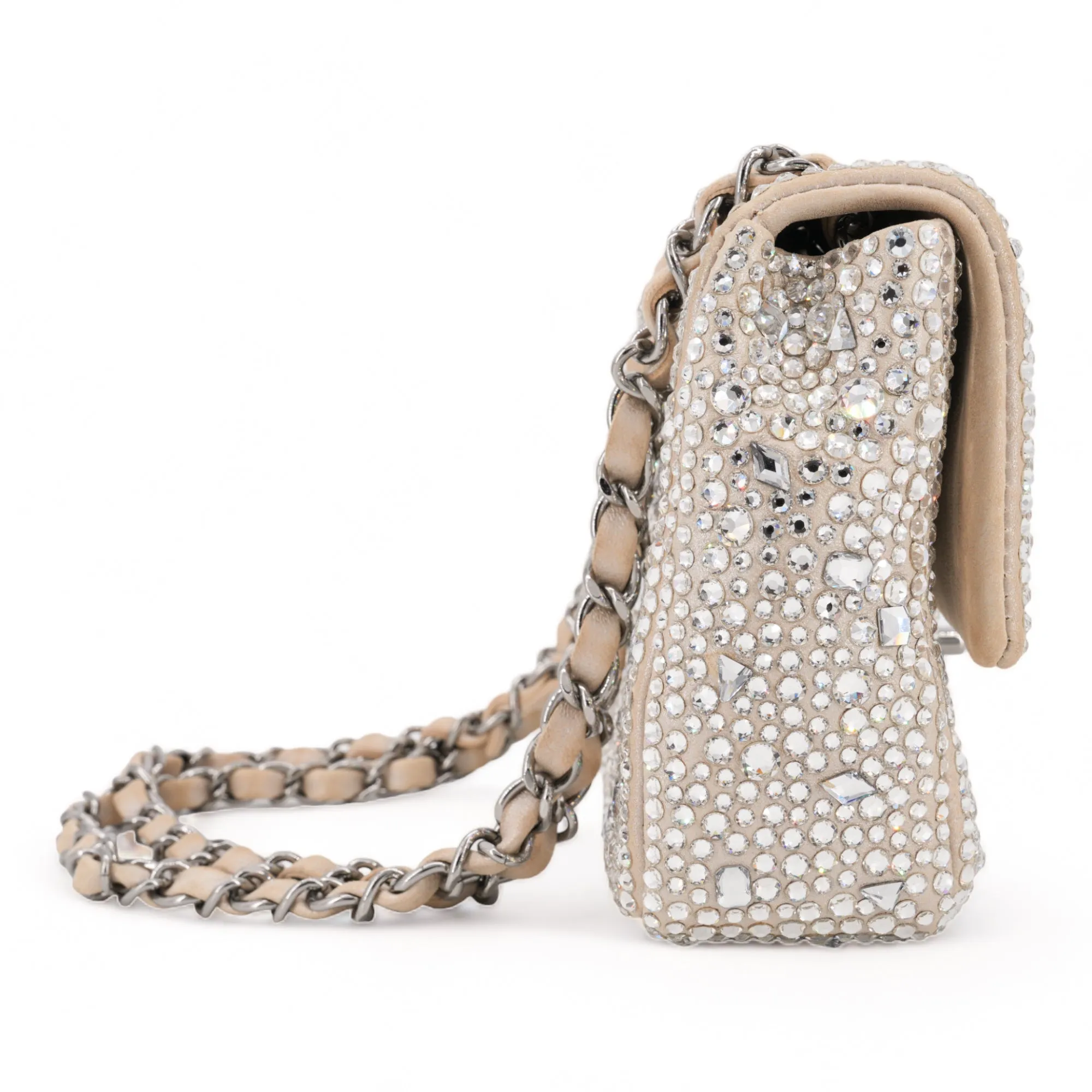 21A Swarovski Crystal Strass Mini Flap Bag in Light Beige