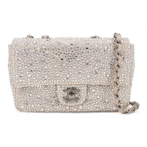 21A Swarovski Crystal Strass Mini Flap Bag in Light Beige