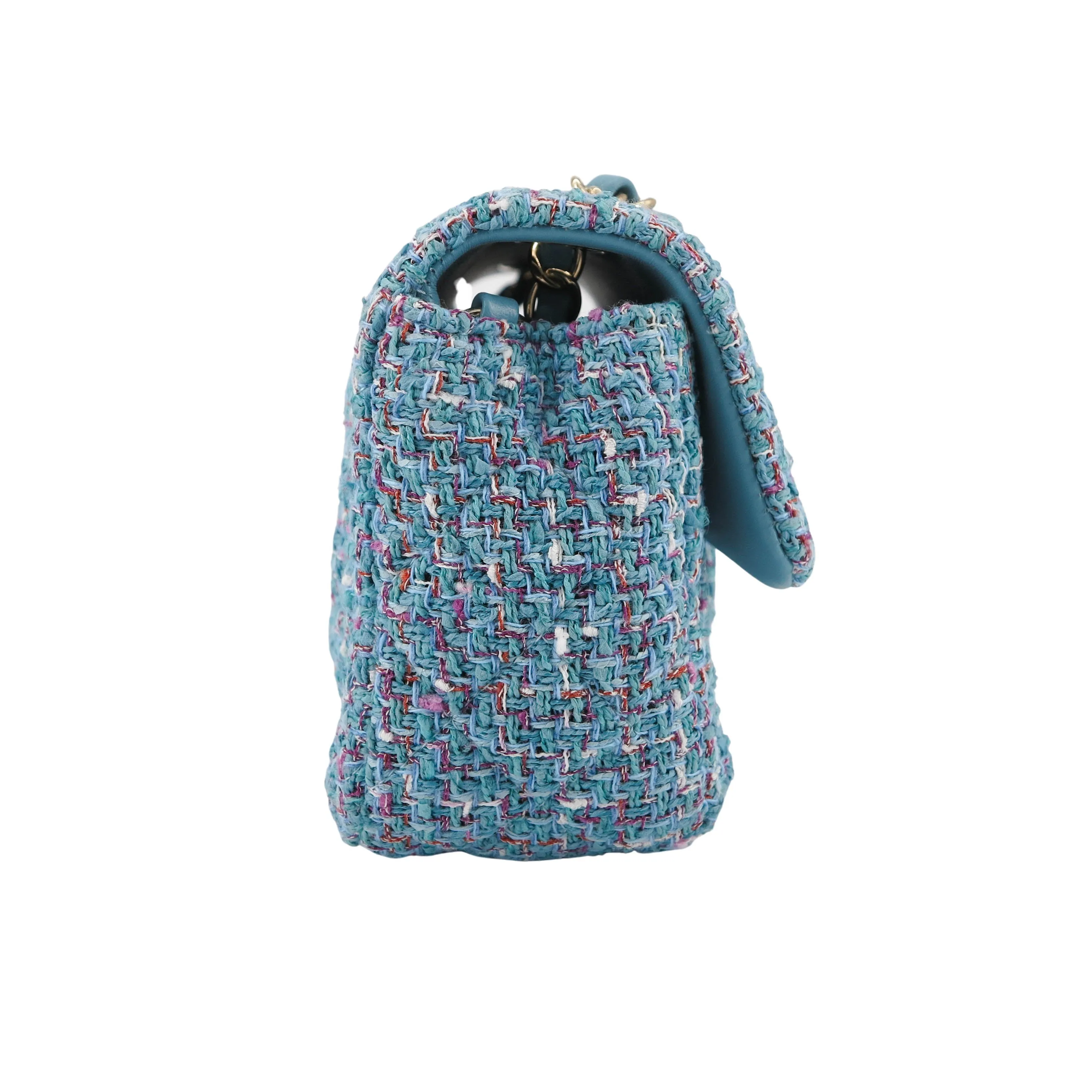 21S Blue Tweed Mini Rectangular Flap Bag