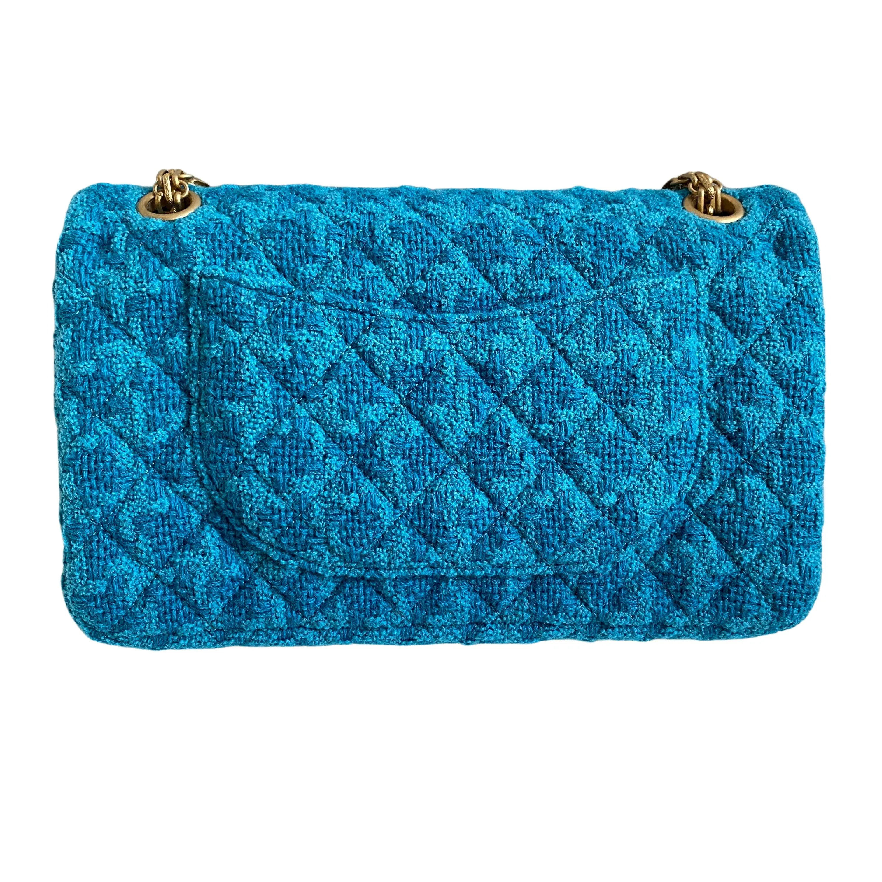 2.55 Reissue Flap Bag Size 225 in Turquoise Houndstooth Tweed