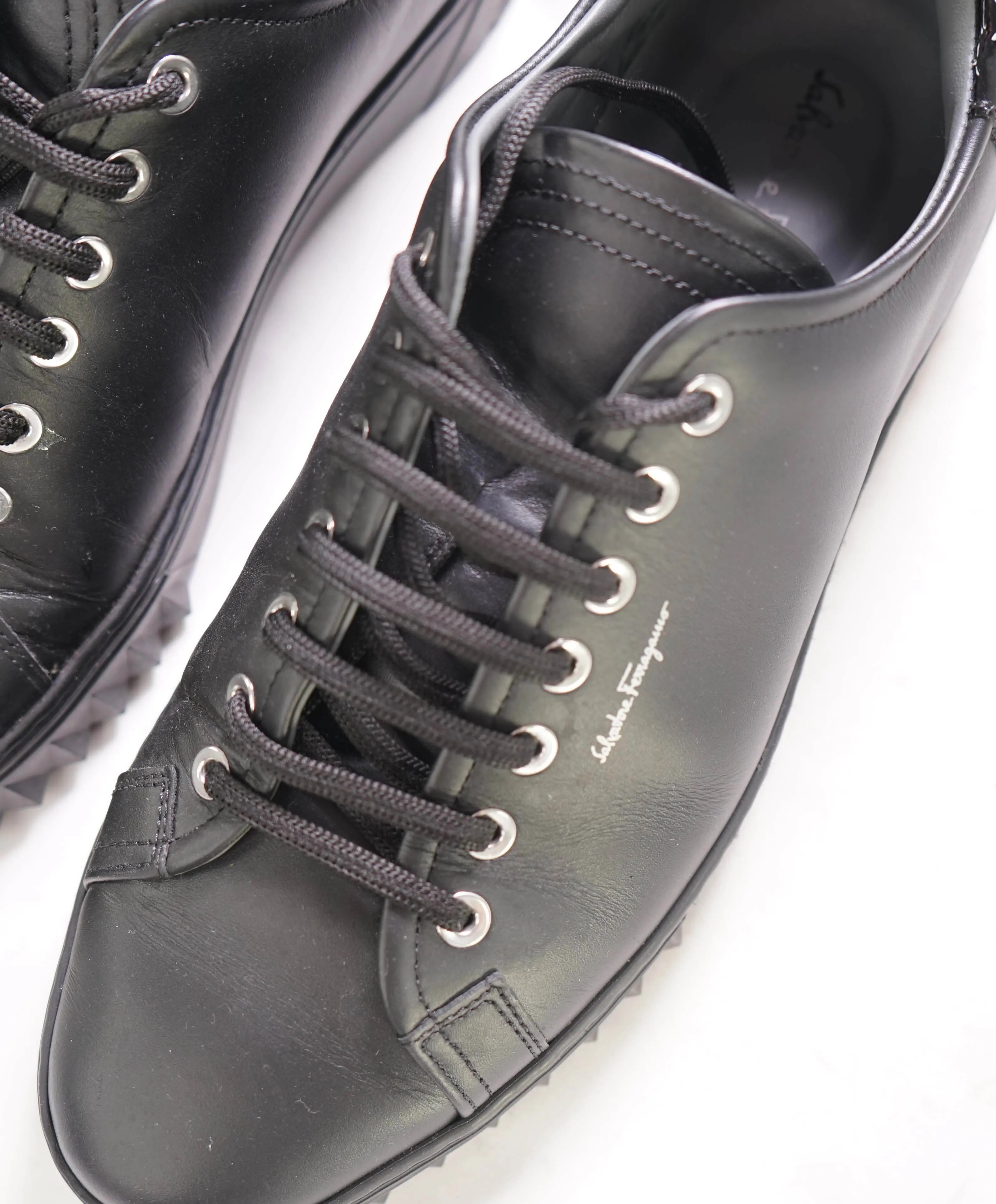 $750 SALVATORE FERRAGAMO - *Rhinoceros* Black Gancini Sneaker - 8.5 US
