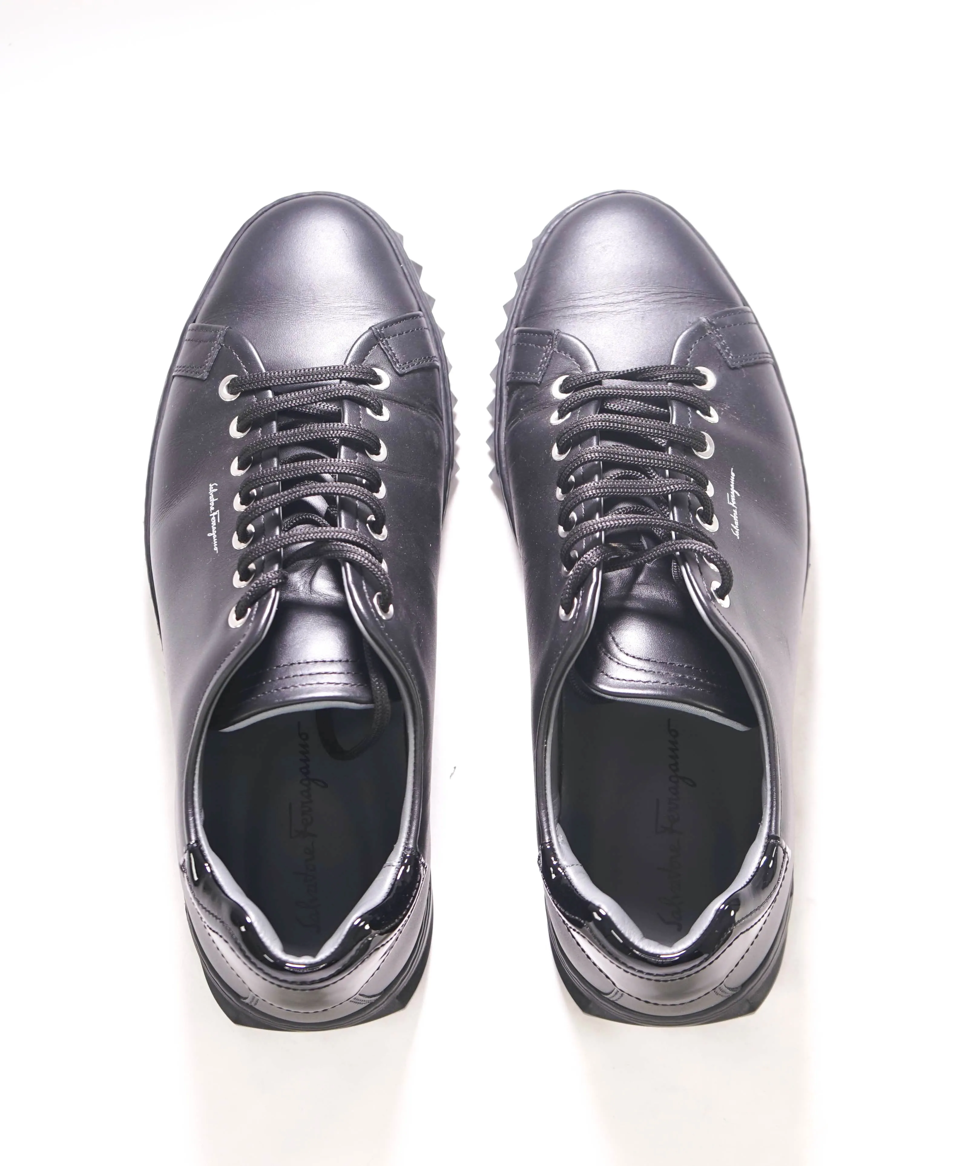 $750 SALVATORE FERRAGAMO - *Rhinoceros* Black Gancini Sneaker - 8.5 US