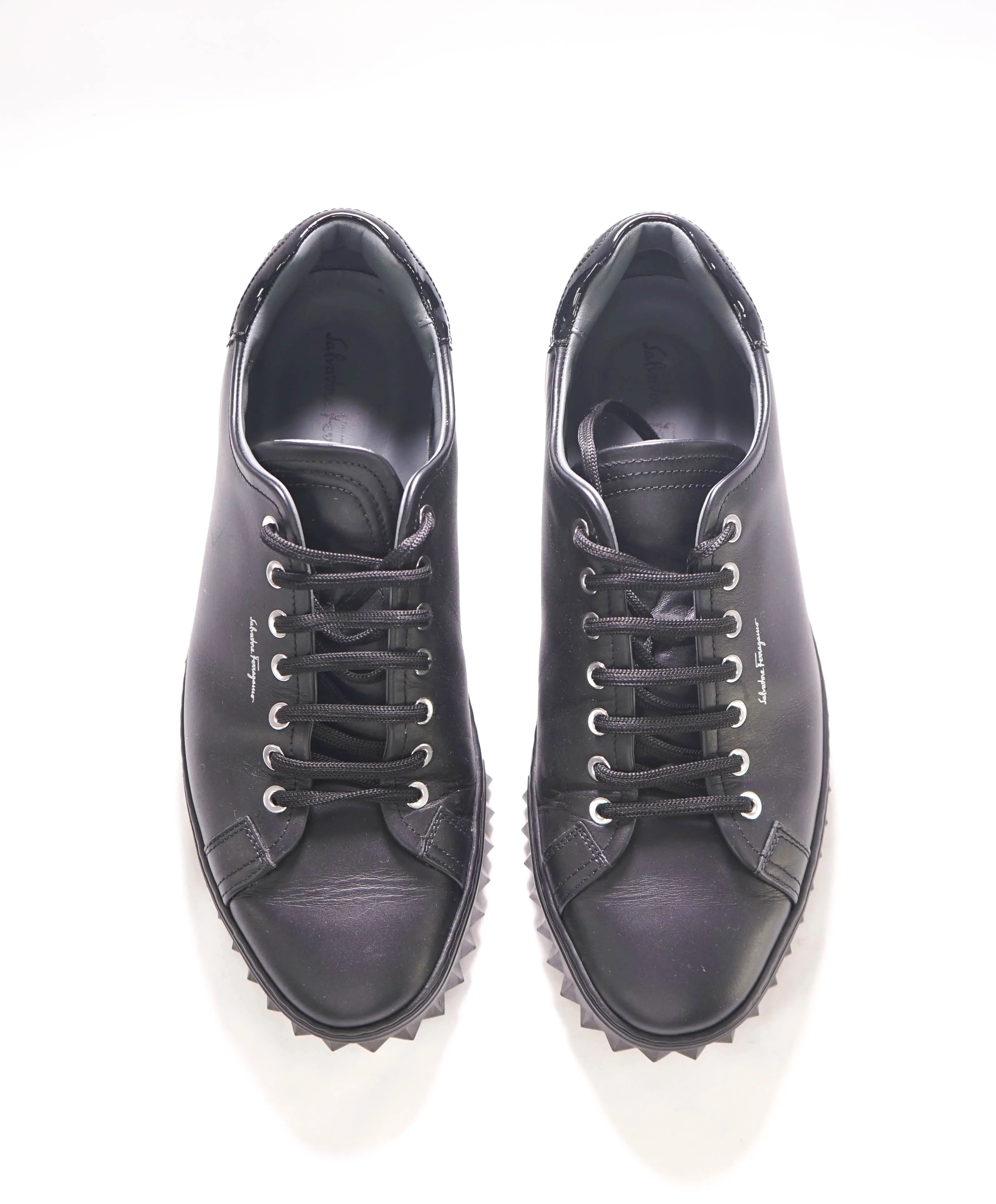 $750 SALVATORE FERRAGAMO - *Rhinoceros* Black Gancini Sneaker - 8.5 US