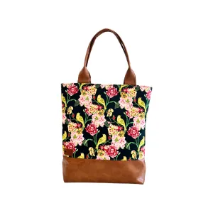 Abbey Tote Fabric With Leather Trim