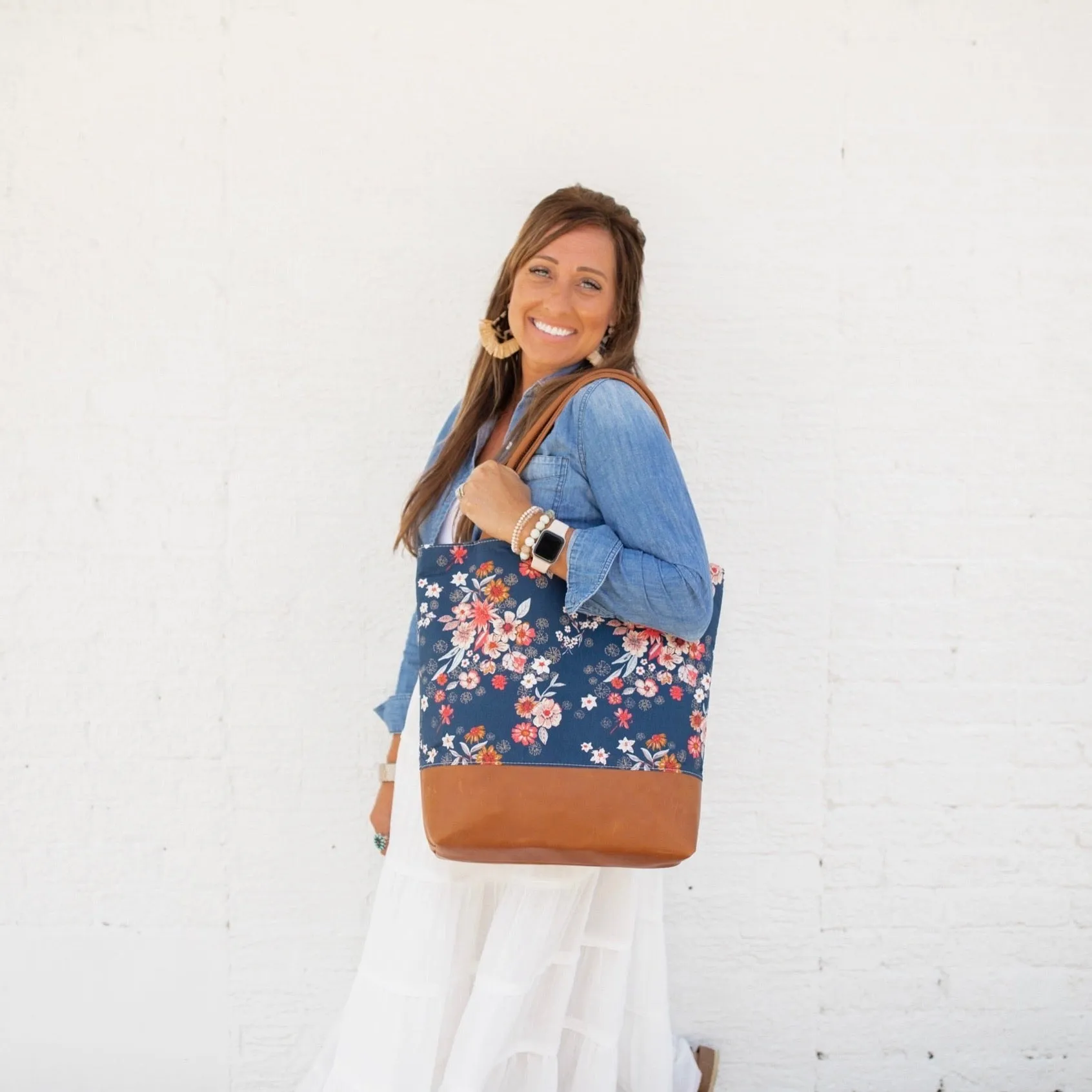 Abbey Tote Leather/Faux Trim MADE TO ORDER