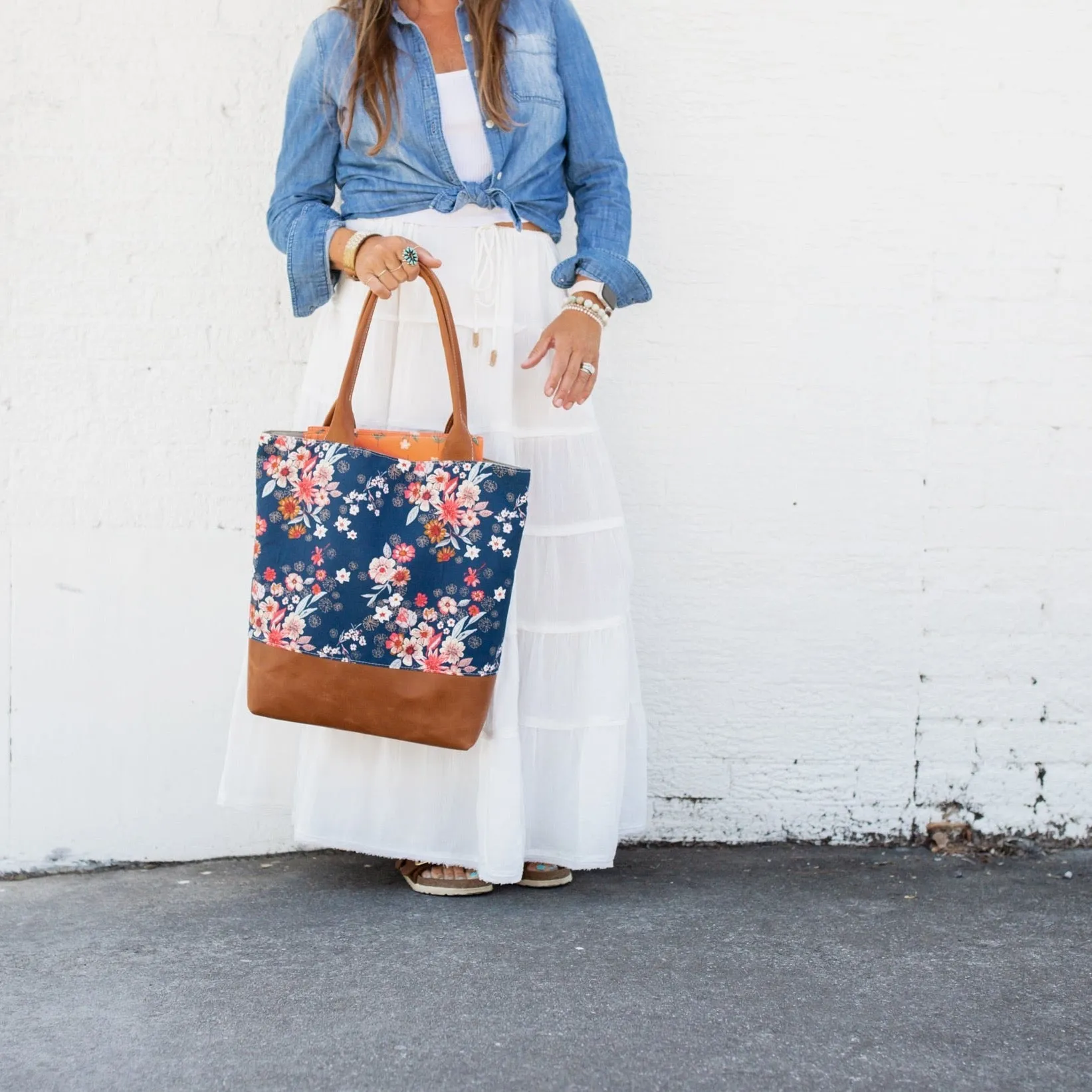 Abbey Tote Leather/Faux Trim MADE TO ORDER