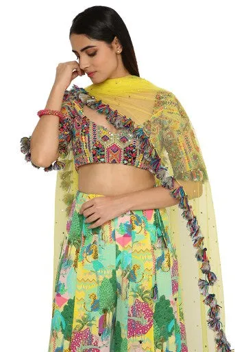 Adana Yellow Colour Georgette Embroidered Choli With Yellow Colour Sharara And Yellow Mukaish Organza Dupatta