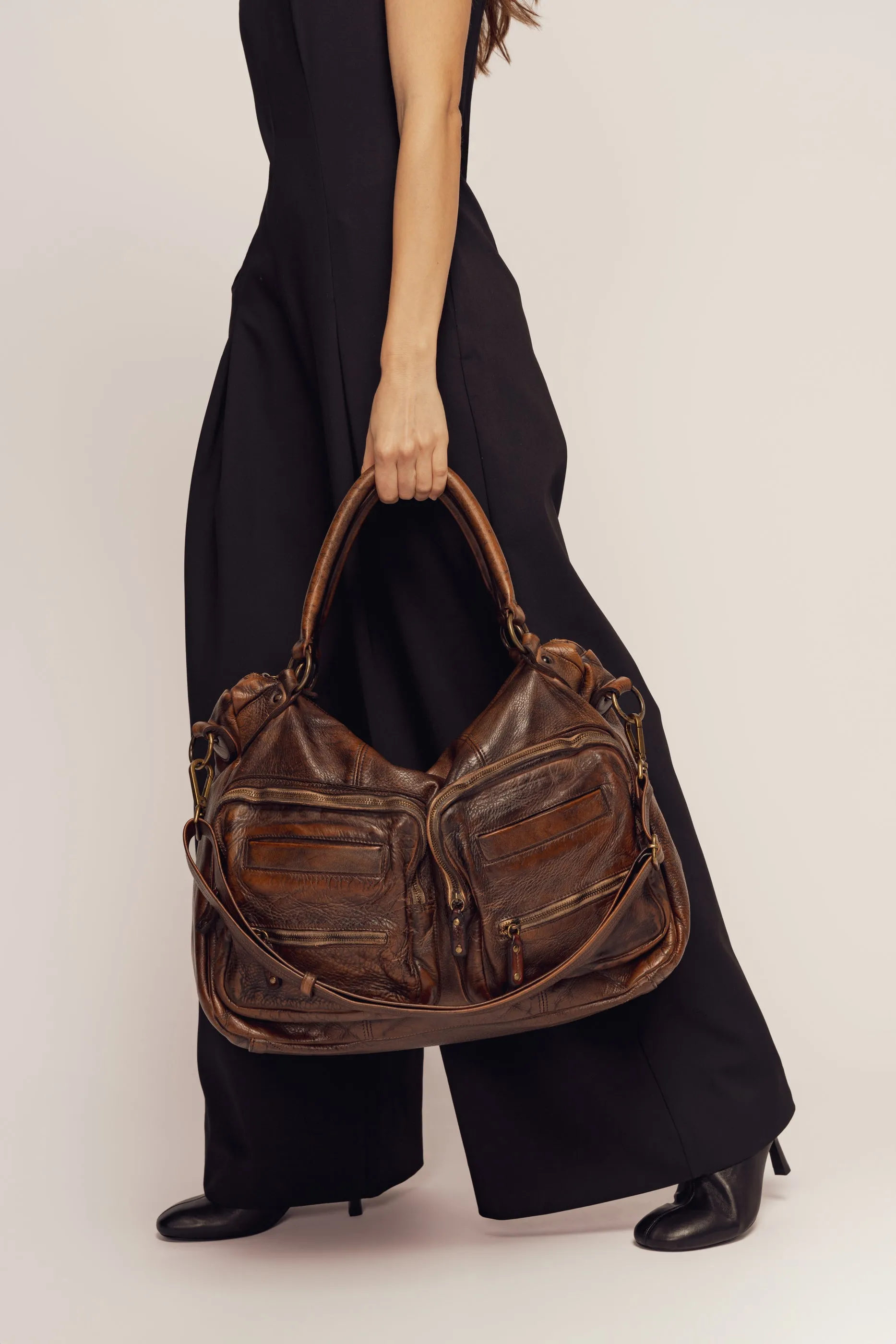 BAYSIDE84 XL Multipocket Tote & Crossbody - Cigar Brown