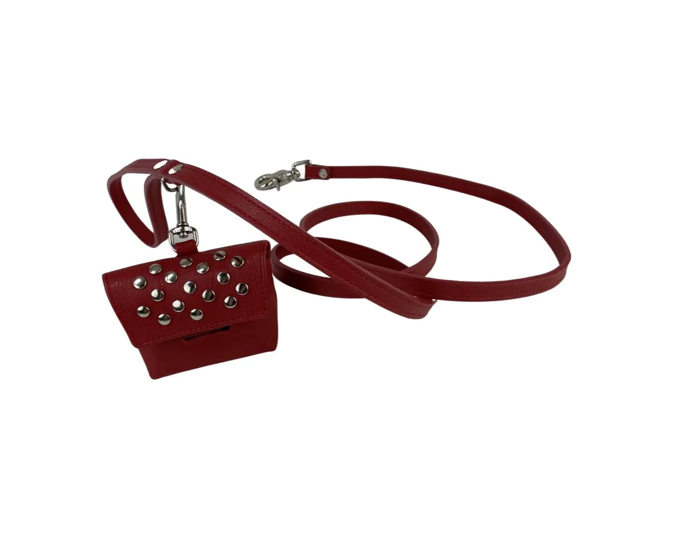 Bells Leather Poop Bag Holder with Nickel Stud Cluster