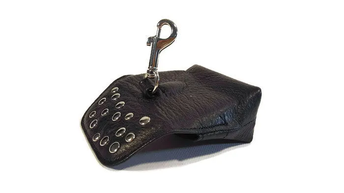 Bells Leather Poop Bag Holder with Nickel Stud Cluster