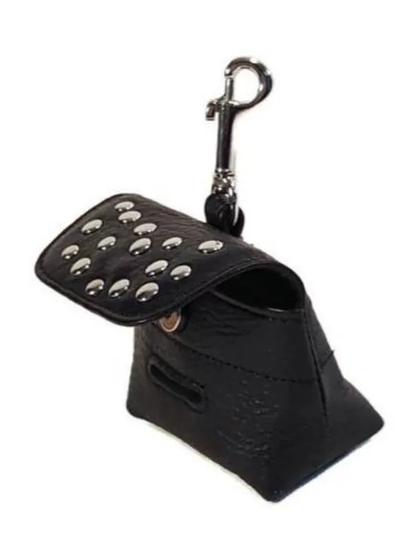 Bells Leather Poop Bag Holder with Nickel Stud Cluster