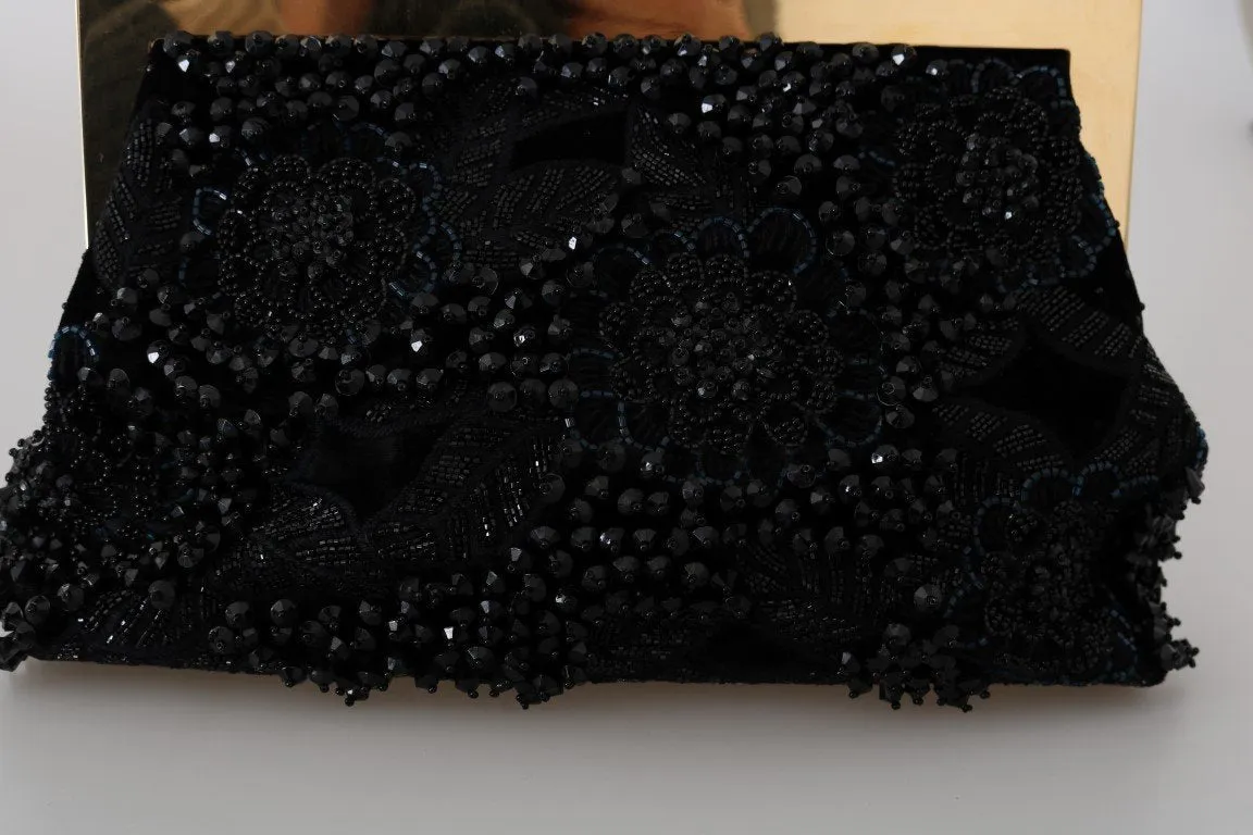 Black Crystal VANDA Sequined Clutch Bag