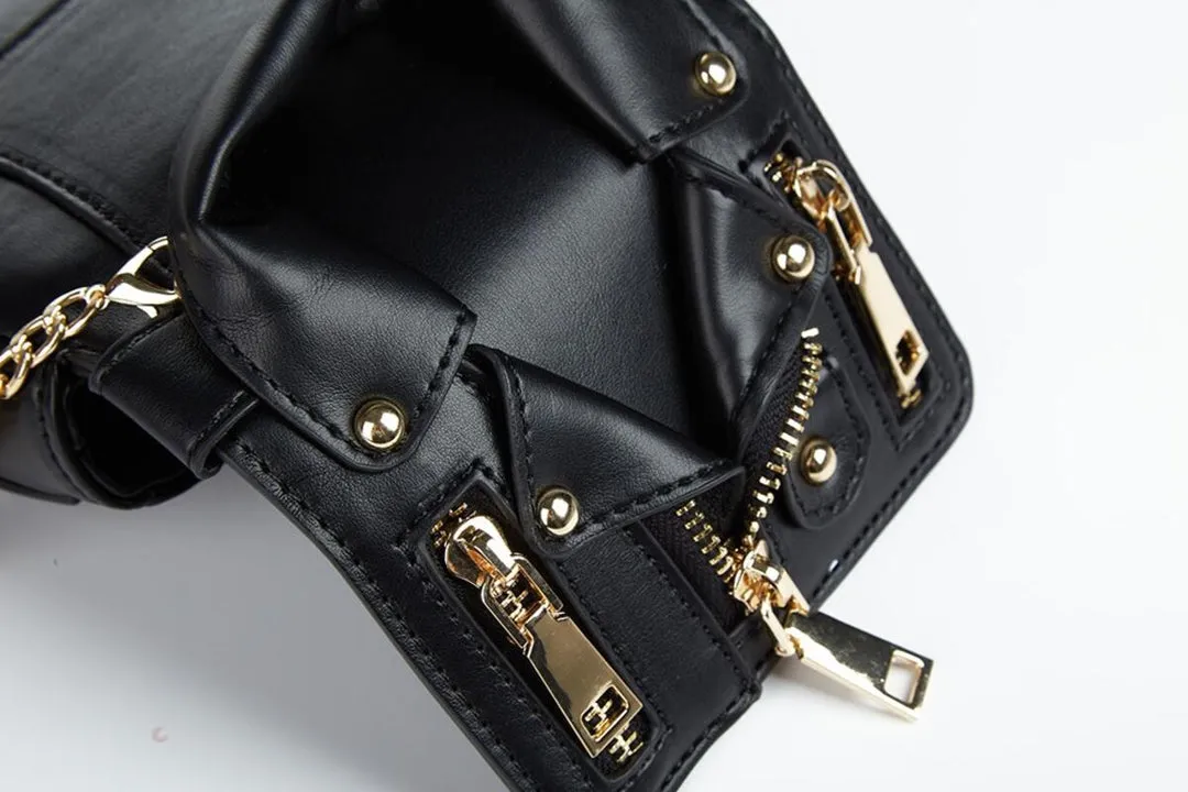 Black Motorcycle Jacket Mini Purse