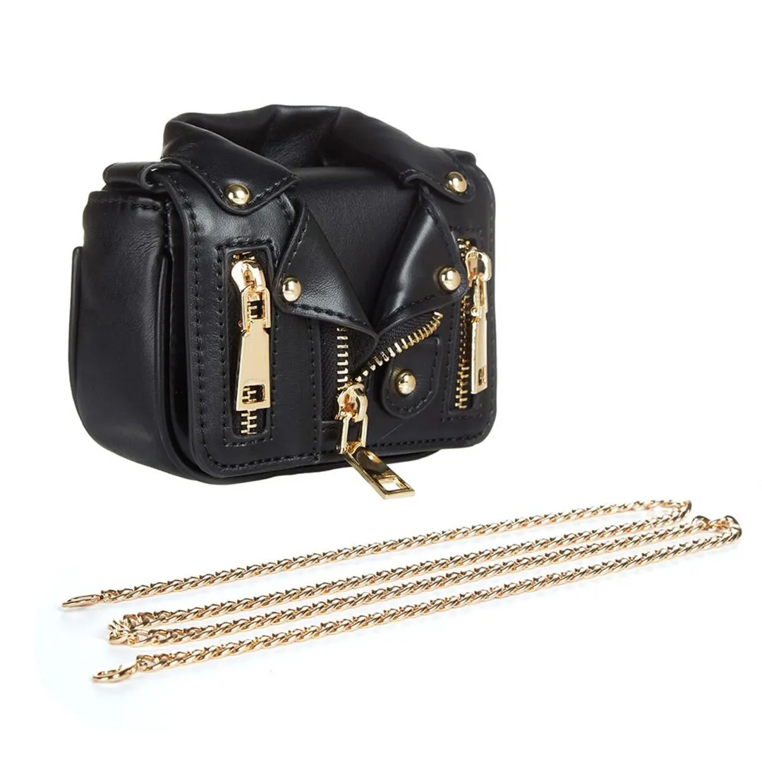 Black Motorcycle Jacket Mini Purse
