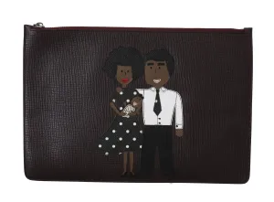 Bordeaux Leather Folder Clutch Document #dgfamily Bag