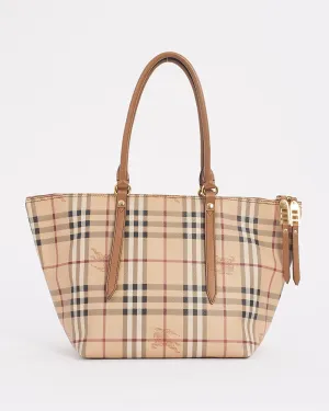 Burberry Beige Haymarket Check Salisbury Zip Tote Bag