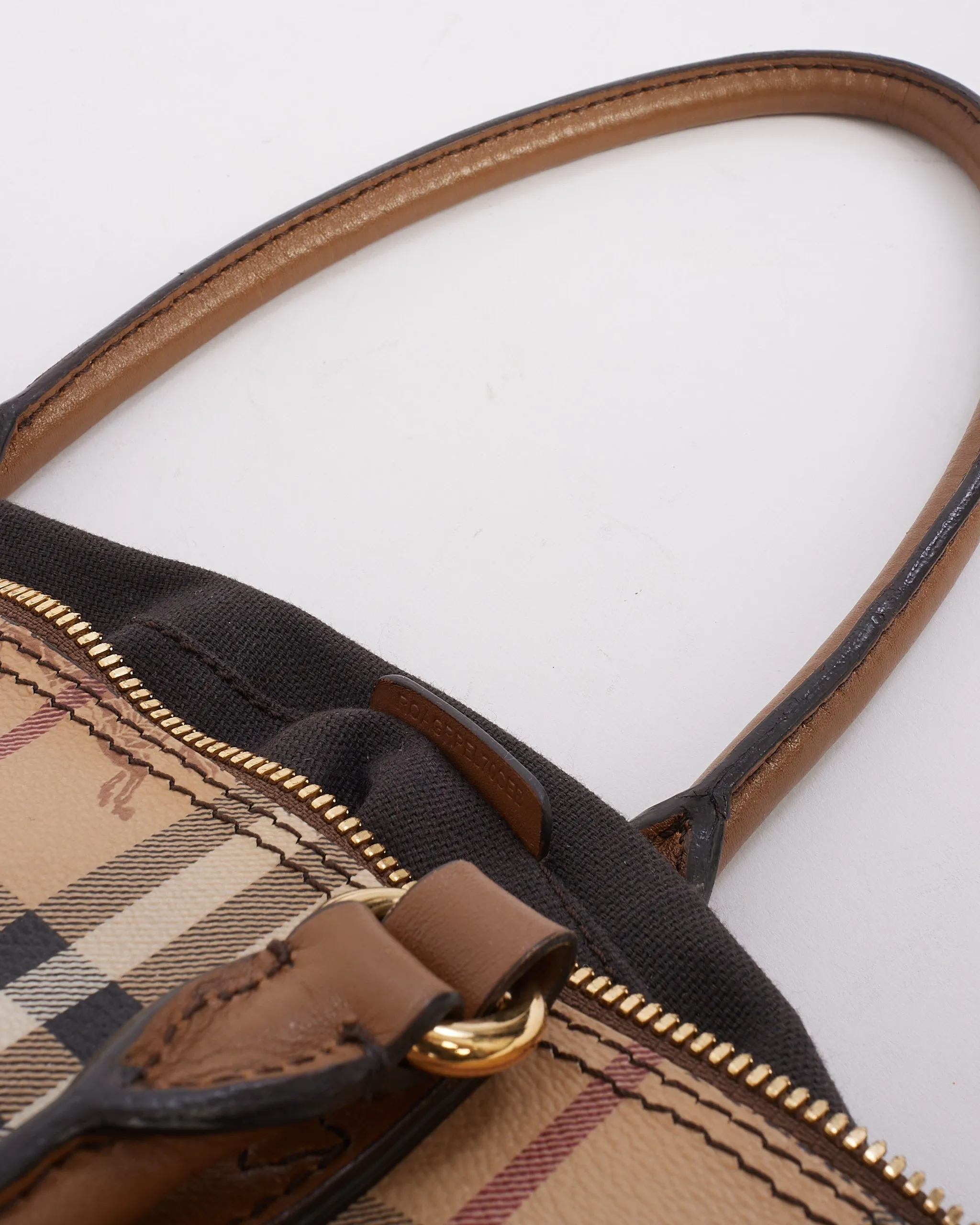Burberry Beige Haymarket Check Salisbury Zip Tote Bag