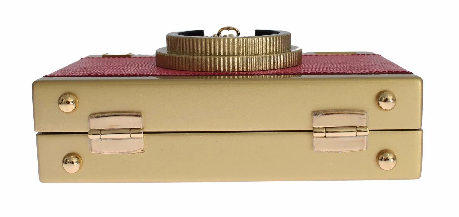 Camera Case Pink Leather Gold Shoulder Bag Clutch