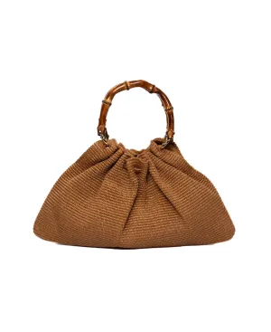Caterina Raffia Bamboo bag Tobacco brown
