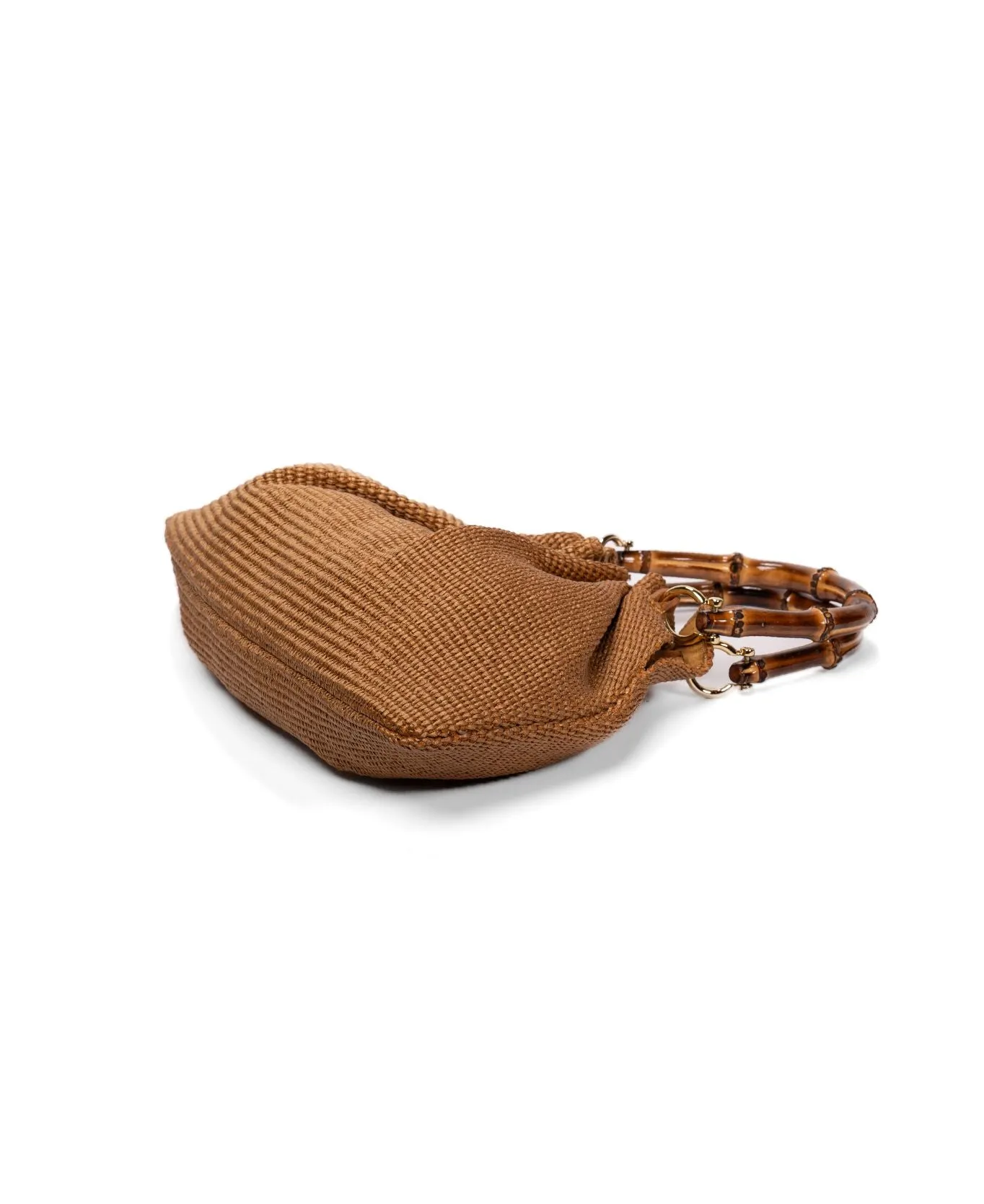 Caterina Raffia Bamboo bag Tobacco brown