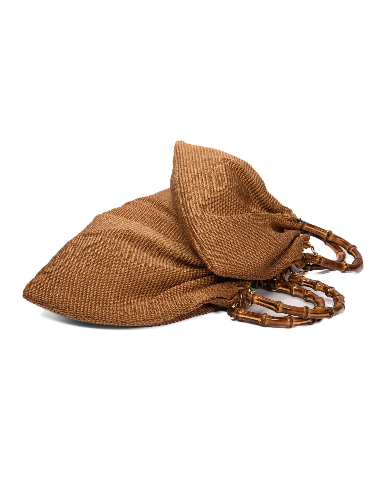 Caterina Raffia Bamboo bag Tobacco brown