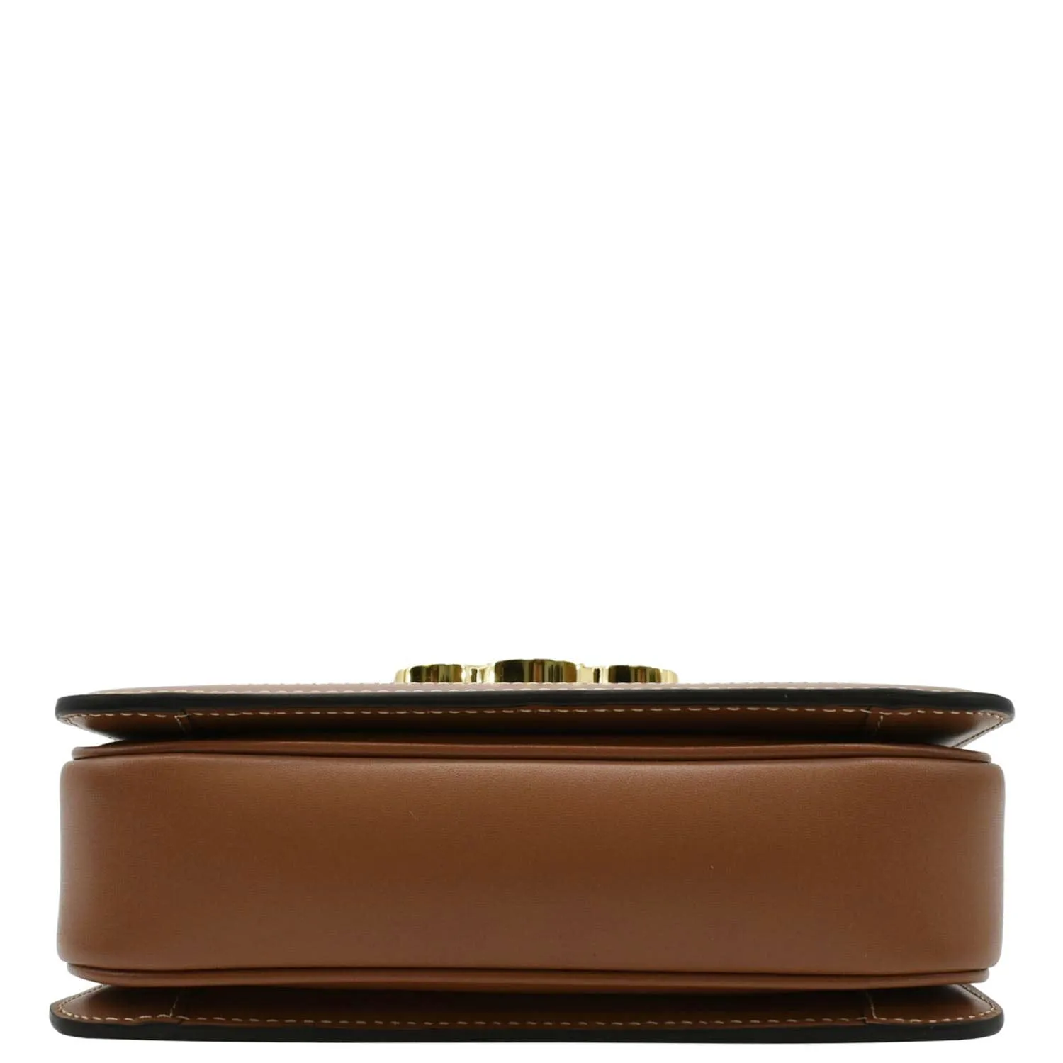 CELINE Triomphe Medium Leather Textile Shoulder Bag Light Brown