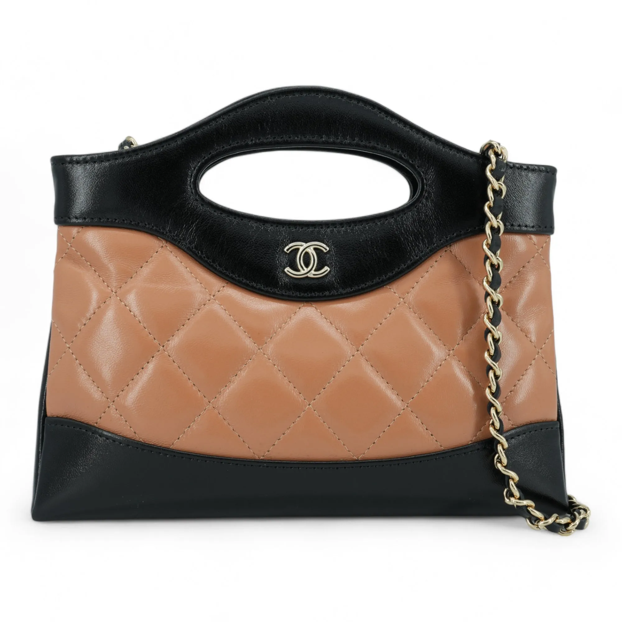 Chanel 31 Nano Shopper Bag Two-Tone Caramel Black