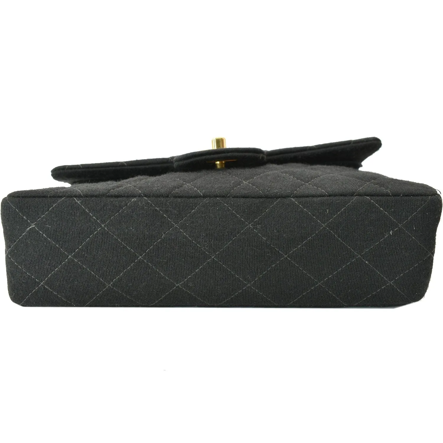 CHANEL Classic Flap Jersey Fabric Shoulder Bag Black