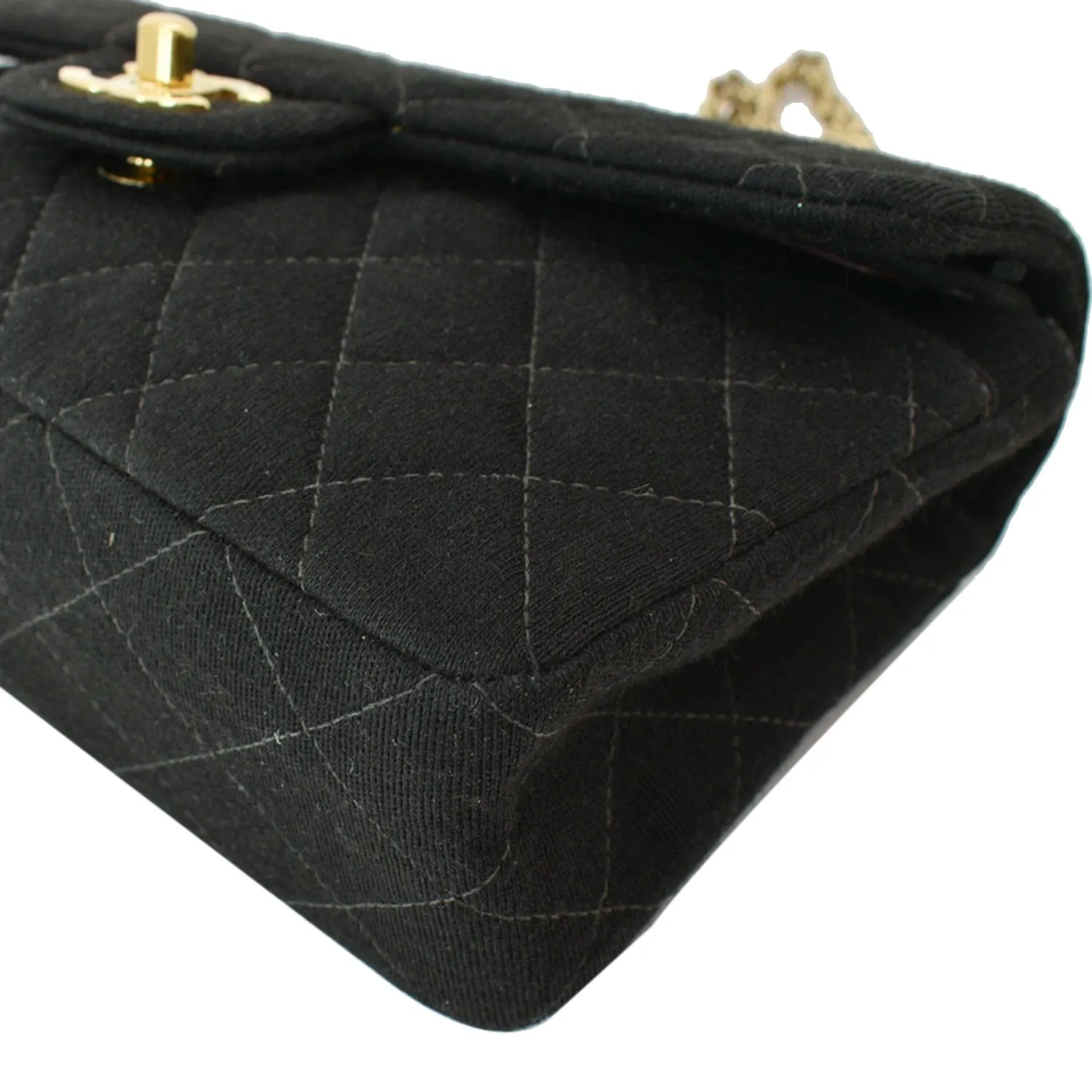 CHANEL Classic Flap Jersey Fabric Shoulder Bag Black