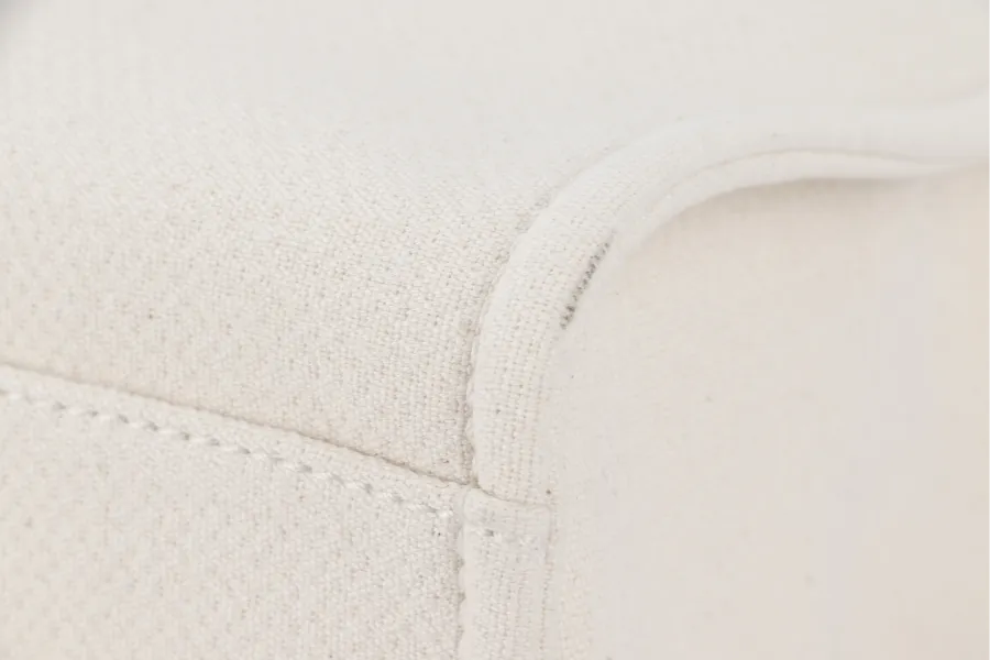 CHANEL DEAUVILLE SMALL BEIGE & WHITE CANVAS (K17Lxxxx) GOLD HARDWARE WITH DUST COVER AND BOX