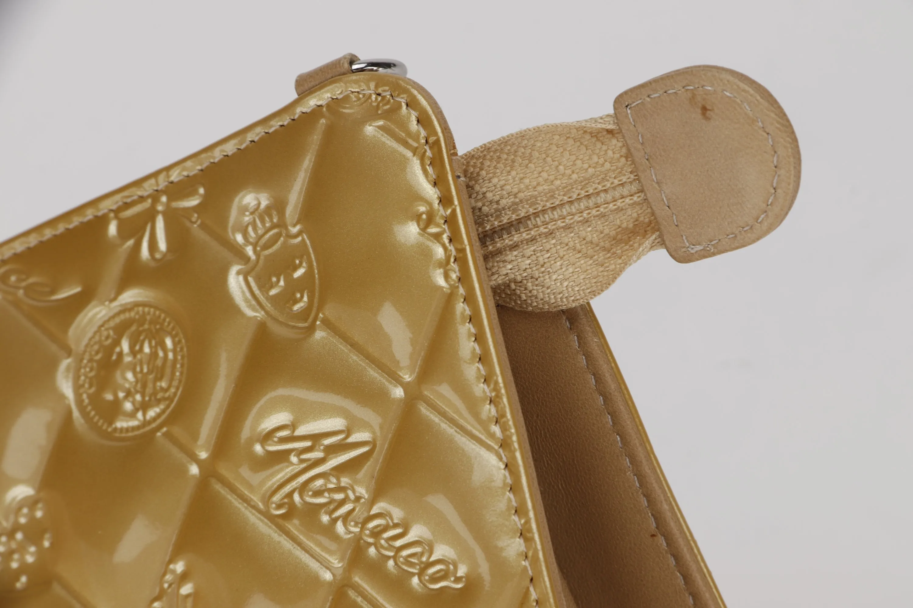 CHANEL EMBOSSED GOLD PATENT LUCKY SYMBOLS BAG (1335xxxx) SILVER HARDWARE, NO CARD, DUST COVER & BOX