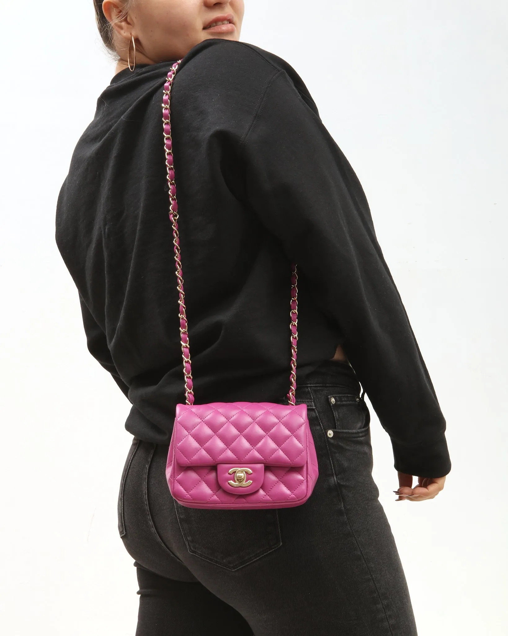 Chanel Violet Lambskin Quilted Mini Square Flap Bag
