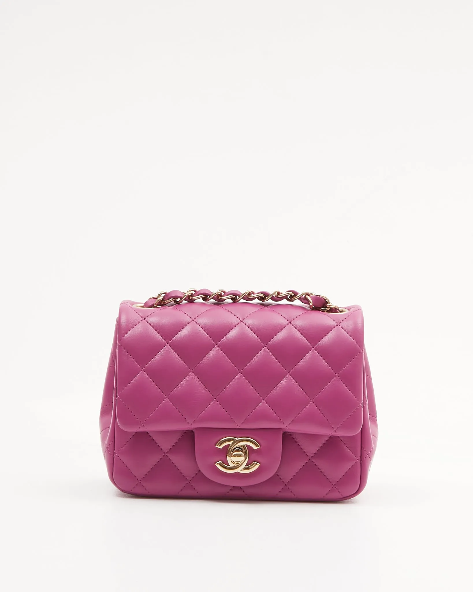 Chanel Violet Lambskin Quilted Mini Square Flap Bag