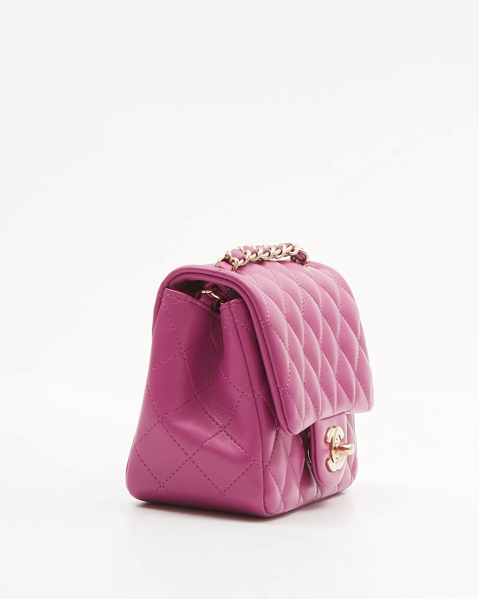 Chanel Violet Lambskin Quilted Mini Square Flap Bag