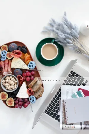 Cheese Plate, Laptop & Bunny Tail, Styled Stock