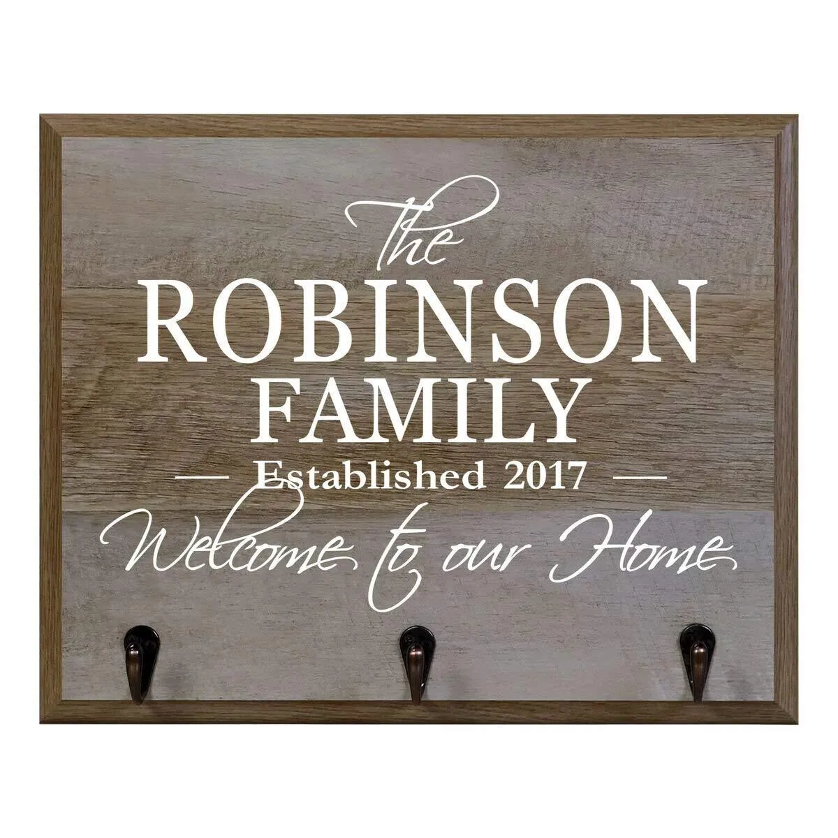 Cherry Wood Personalized Coat Rack Wall Sign 15" w x 12" h 4.25" deep