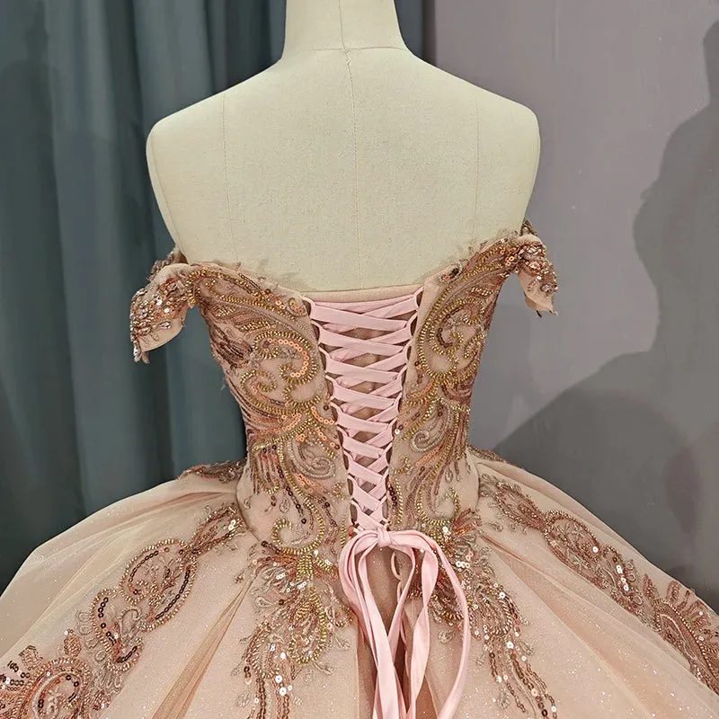 Classic Organza with Embroidery Cap Sleeve Sequined Quinceanera Dresses Sweet 16 Dresses
