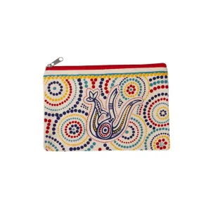 Cotton Utility Pouch Kangaroos in Summer Flowers 22x17cm