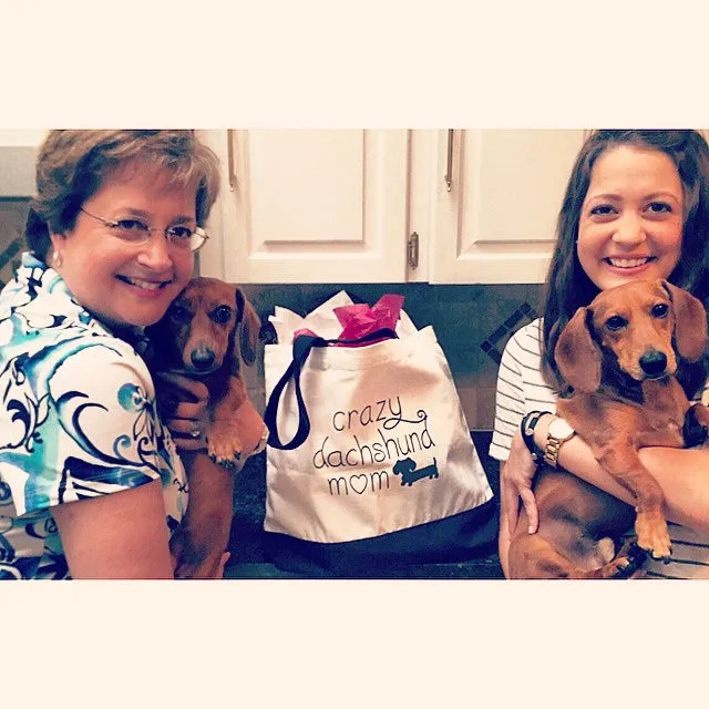 Crazy Dachshund Mom Tote Bags