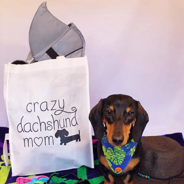 Crazy Dachshund Mom Tote Bags